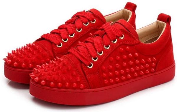 

new designer sneakers red bottom shoe high low cut suede spike luxury for men and women shoes party wedding crystal leather sneakers cs01, Black