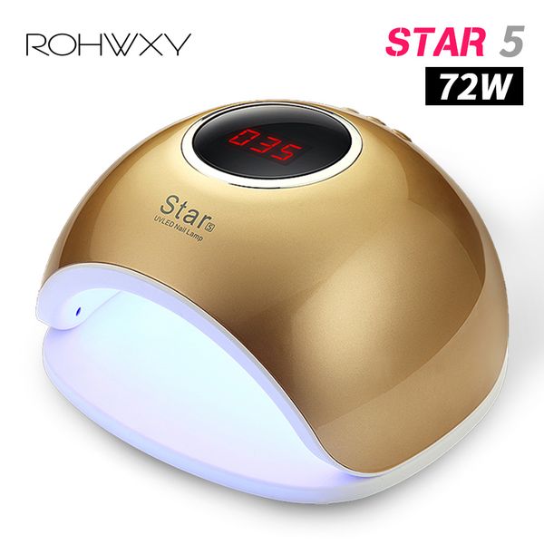 

rohwxy 72/54//36w sun 5 uv led nail lamp for manicure nail dryer lamp for drying gel polish hybrid led manicure ice