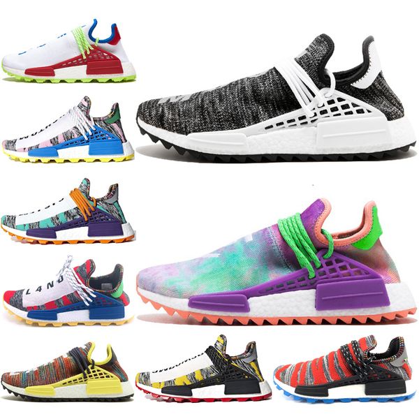 

pw human race hu trail x men running shoes pharrell williams nerd black white cream tie dye sun glow womens trainers sports sneakers