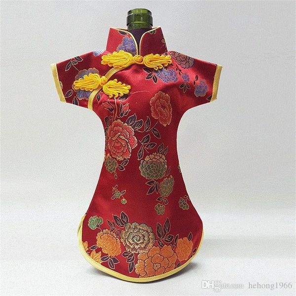 

retro chinese silk brocade wine bottle cover creative home party table decoration pouch ethnic craftchampagne packaging bags 7 5lh y
