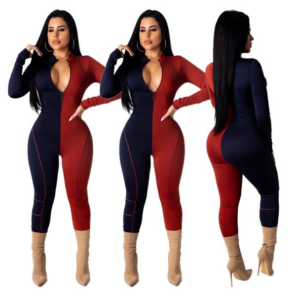 

sh7157 european and american women's contrast color stitching jumpsuit fashion jumpsuit, Black;white