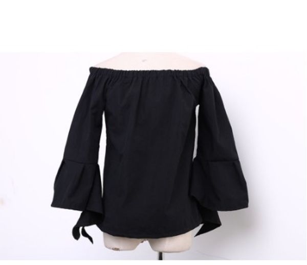 

women's blouses & shirts est women summer long butterfly sleeve black and white off-shoulder casual shirt design solid