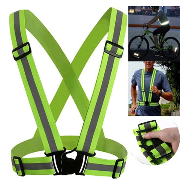 

mounchain outdoor cycling safety vest 70-98cm bike ribbon bicycle reflecing elastic harness for night riding, Black