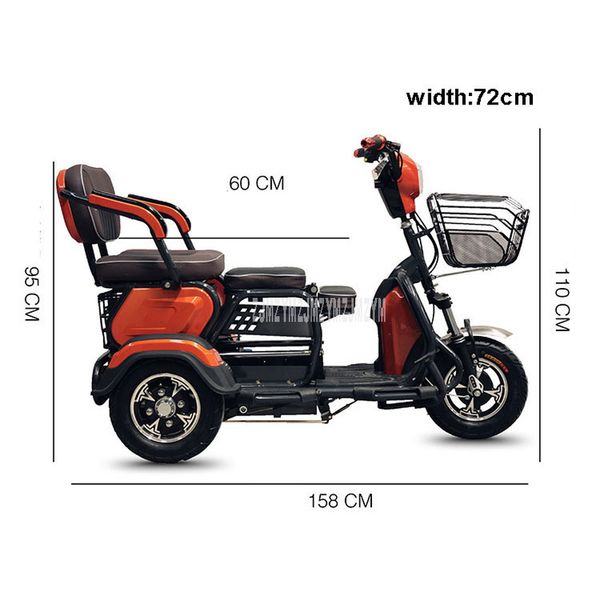 

new three-person electric motorcycle older electric scooter wide tire three wheel the old elderly disabled scooter 500w 48v/60v
