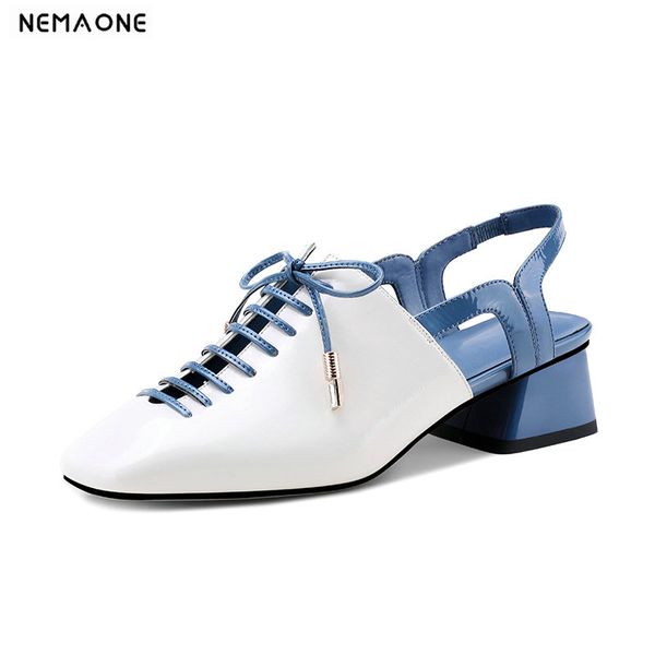 

2020 women pumps square heel genuine leather fashion pointed toe slingback shallow shoes comfortable soft sole size34-42, Black