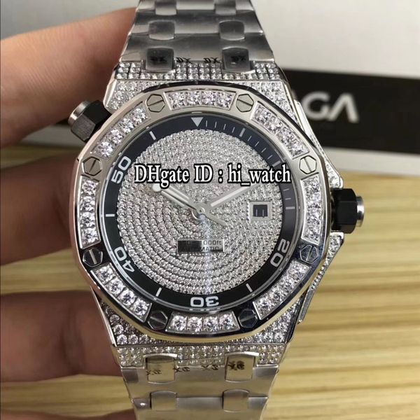 

new 15707 silver steel diamond bezel black inner gold diamond dial automatic mens watch 6 style stainless steel watches hi_watch b41d4, Slivery;brown