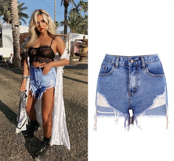 

Luxury Women's jean New Summer Fashion High-waisted, shapely, washed, irregularly worn, run-down, street style denim shorts Size : S- 2XL