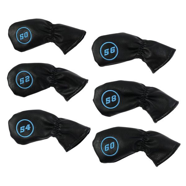 

6pcs/set golf iron headcovers pu leather case protector for 50-60 degree(black