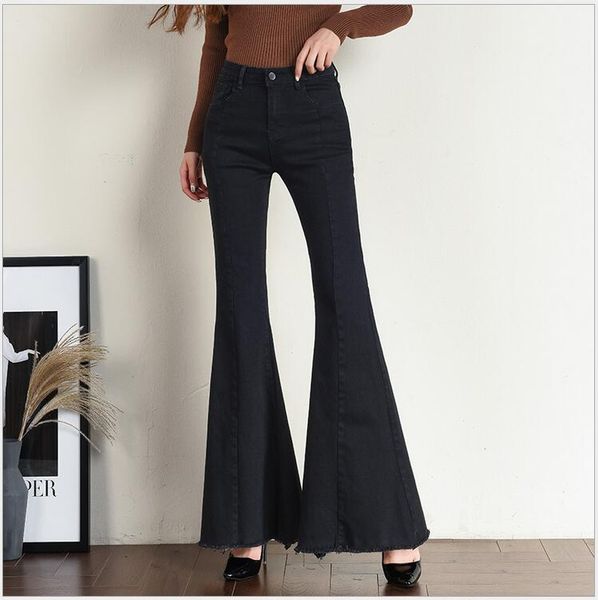 

skinny ripped jeans woman high waist flare pants plus size stretch slim fashion modern women denim pants 7xl 8xl, Blue