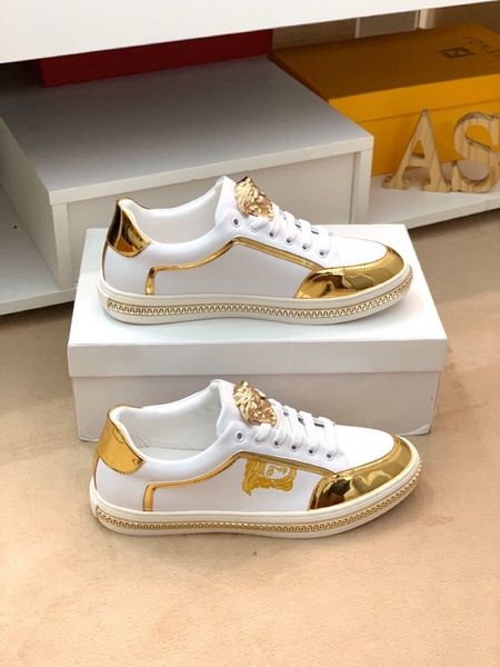 

new style luxury high-end men's casual sports shoes fashion design brand platform men's shoes vintage medusa pattern size: 38-44, Black
