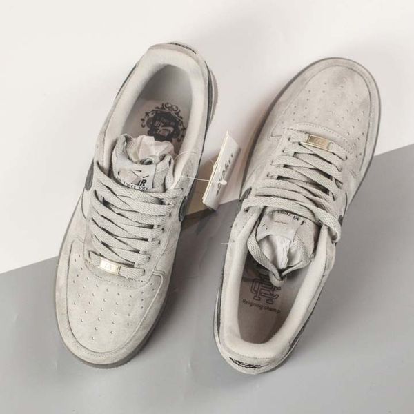 

reigning 07 champ rc suede chamois dark grey suede air kasut force 1 07 force mid sneakers skateboarding shoes, Black