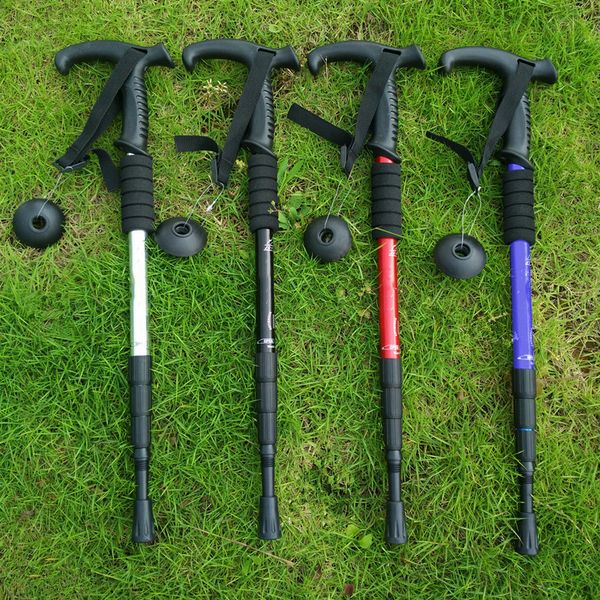 

1 pc walking stick hiking walking trekking trail ultralight adjustable canes aluminum alloy folding cane walking stick
