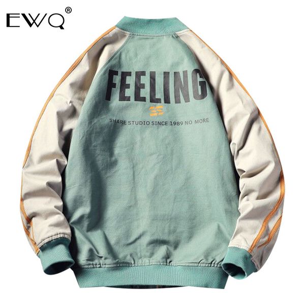 

ewq / autumn winter 2019 lantern sleeve round-neck zippers loose coat print letter man's vintage style oversizes packets fs977, Black;brown