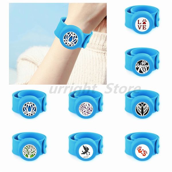 

tree of life lotus angel wings baby hands repellent diffuser bracelet essential oil diffuser locket bangle 10pads as kids gift, Golden;silver