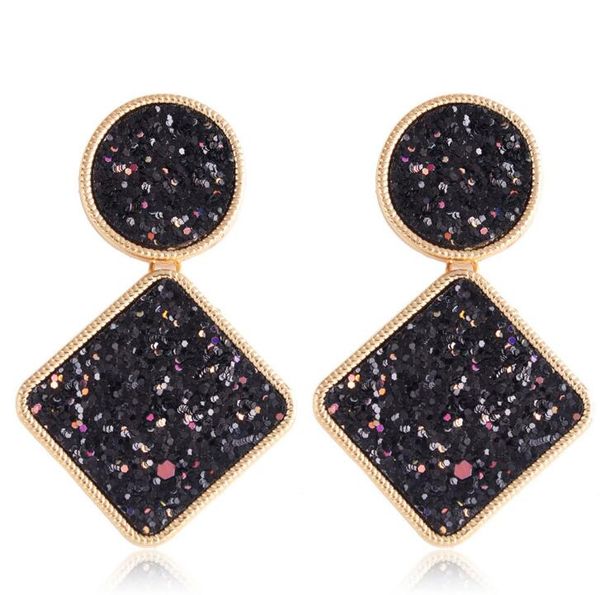 

fashion-n and american style fashion creative diamond earrings personality square popular earrings ladies earrings ing, Silver