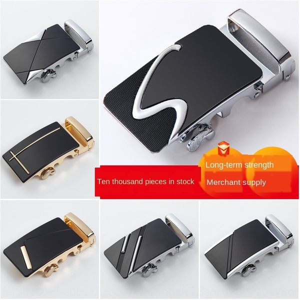 

alloy automatic trousers head business leisure men's alloy automatic buckle buckle men's trousers belt belt head business leisure, Black;brown