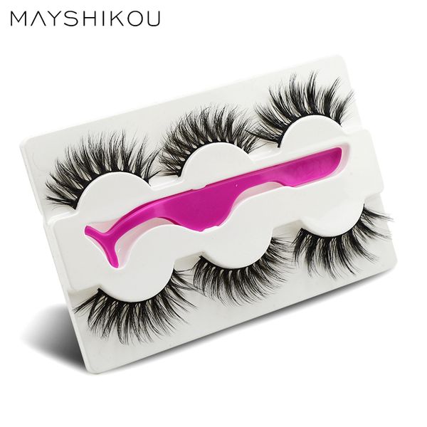 

mayshikou 5d 3 pairs false eyelashes soft long natural/thick style lashes-extension synthic hair full strip lash