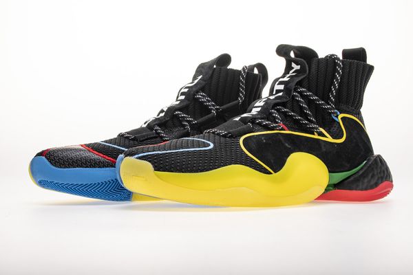 

2019 new Crazy BYW X Gratitude Empathy Pharrell Hu Williams Basketball Running Shoes Black/yellow Sneakers High Top Sneakers Boots with Box