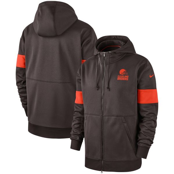 

mens cleveland browns vintage sideline performance full-zip nfl hoodie - brown sweatshirt, Blue;black