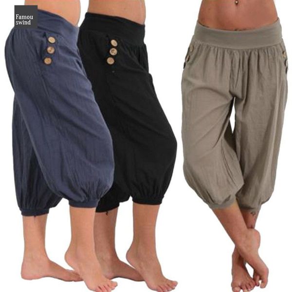 

брюки твердые женщины 2019 wide leg capris шаровары брюки до колен женские брюки днища плюс размер  5xl, Black;white