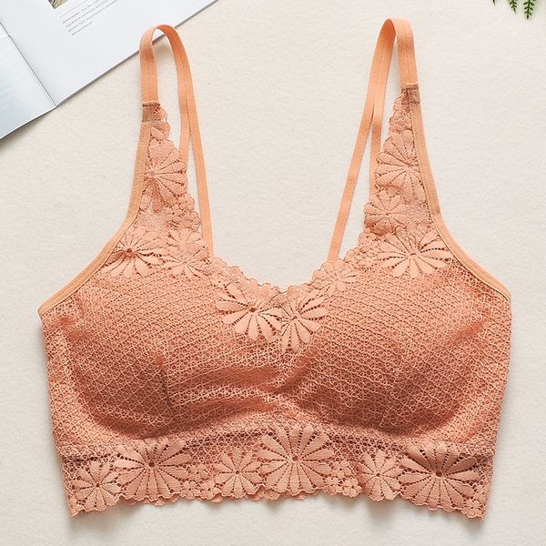 

women wireless bra padded bralette camisole lace bras summer crop vest embroidery floral tank underwear acce, Black;white