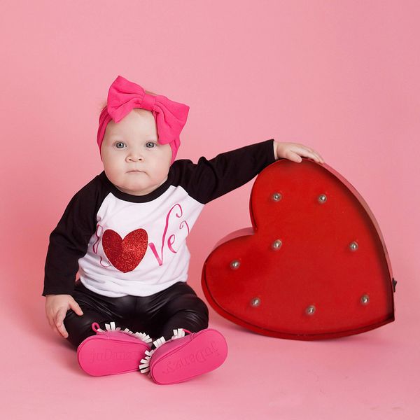 

infant baby girls boys letter print valentine chaparajos pants outfits set summer 2019 vestido infantil ensemble fille, White