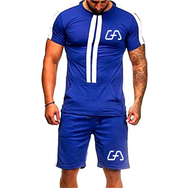 

men's sportswear suit brand gym tights football training clothes workout jogging sports set running tracksuit dry fit plus size, Black;blue
