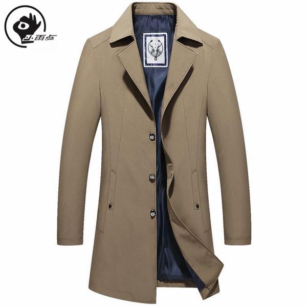 

men's trench coats xiaoyudian mens british style solid long coat vintage men fall double collar jackets oversize man, Tan;black