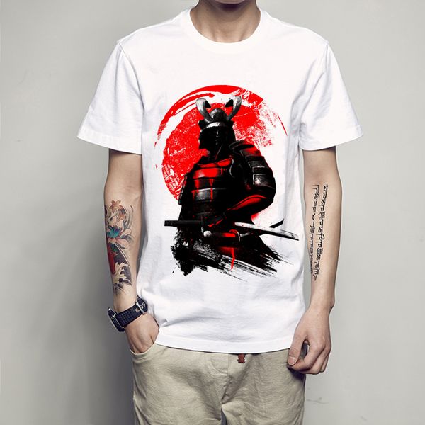 

men's fashion short sleeve japan samurai warrior t-shirt harajuku funny tee t shirts hipster o-neck cool, White;black