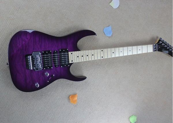 

double-shake 24 frets electric guitar cloud pattern transparent purple double single and double pickup maple fingerboard, ing