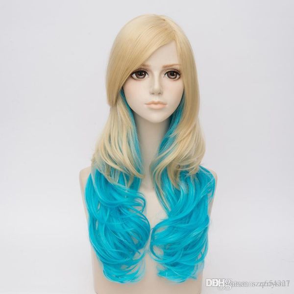 

26 '' five colors optional fashion ladies full color gradient color long hair wig cosplay wig, Black