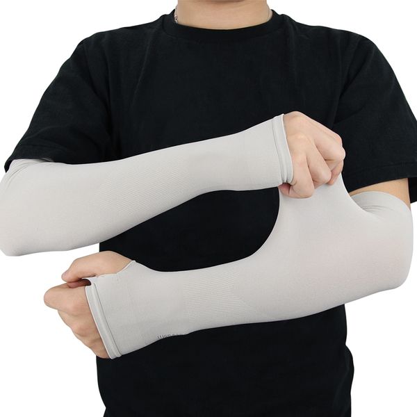 

ultralight ice fabric arm sleeves warmer summer sports uv protection outdoor running basketball volleyball cycling men, Black;white