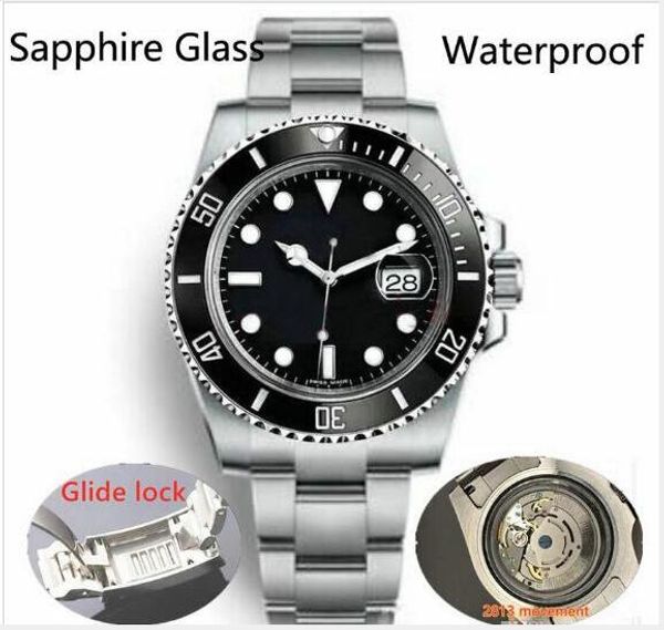 

adjust buckle luxury mens watches wristwatches sapphire black ceramic bezel stainless steel 40mm 116610ln automatic mechanical designer wat, Slivery;brown