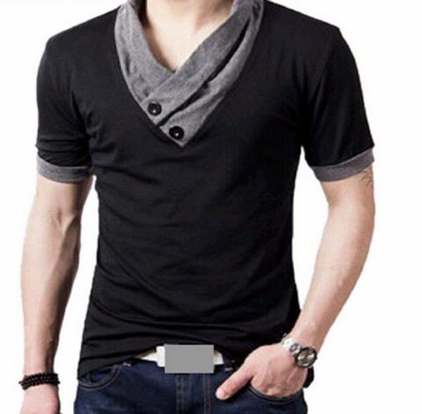 

футболки мужчины v-образным вырезом футболка марка хлопок мужская лоскутная футболка размер человек тис топы оптовая бесплатная доставка m40, White;black