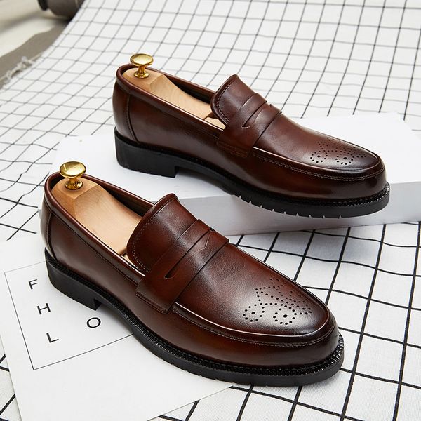 

men casual shoe leather winter men flats 2019 fashion loafers moccasins slip on flats male driving footwear plus 38-46 %h07, Black
