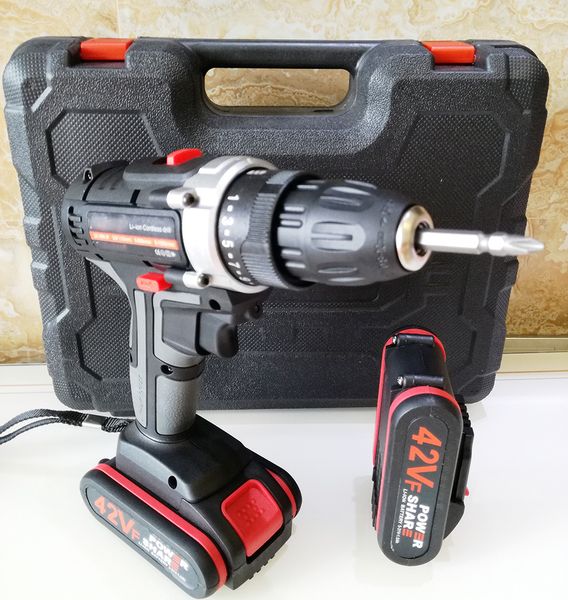 

42v electric drill cordless drill electric screwdriver 2 battery home diy station multifuctional