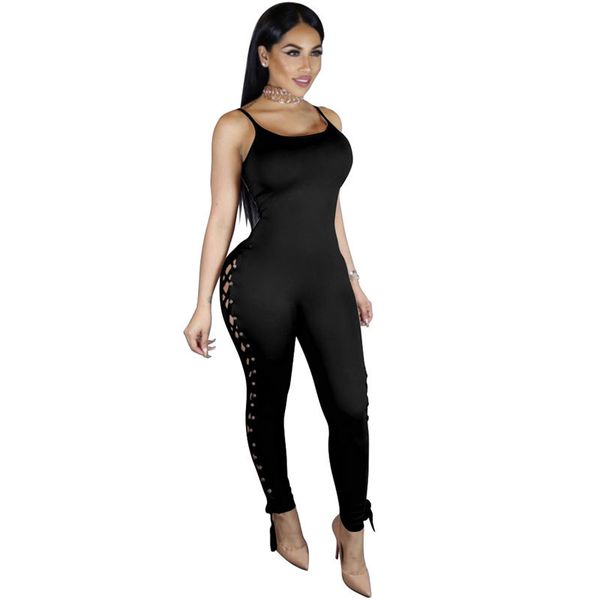 

women summer clubwear party solid jumpsuit romper long trouser, Black;white