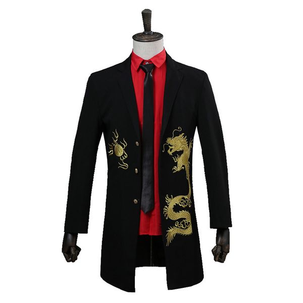 

nightclub blazer men suit jacket 2019 stage costumes for singers performance embroidery mens dress suits jackets black sequin m, White;black
