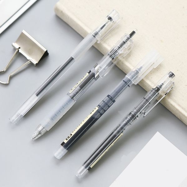 

jianwu 4pcs/set simple press gel pen black neuter pen lot drawing students stationery kawaii 0.5mm