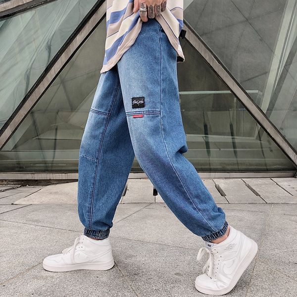 

jeans uomo casual hip hop denim pants male fashion jeans clothes men 2020 japan style loose harem pants mens streetwear, Blue