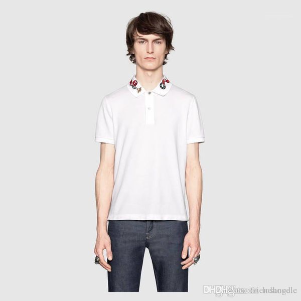 

print polos quick dry fashion classic male clothing high street pearl cotton breathabletees mens summer snake, White;black