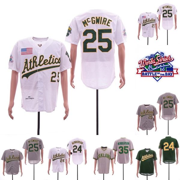 

Mens Oakland 1989 W S Jersey 25 Mar McGwire 24 Rickey Henderson 35 Rickey Henderson Athletics Baseball Jerseys Cheap Fast Shipping S-XXXL
