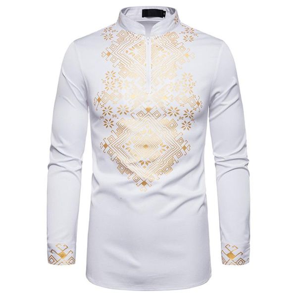 

fashion men's blouse autumn winter luxury african print stand collar long sleeve dashiki shirt males blouse 2020 shirts top, White;black