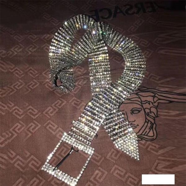 

2019 new bling bling rhinestone luxury designer belt 107*3.2cm women fashion waistband fashion accessory gift for love, Black;brown