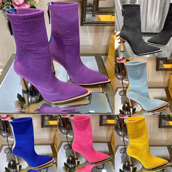 

fframe pointed-toe jacquard ankle boots luxury womens bootie designer high heel boot shoes oversized sole fashion martin boots zipper back, Black