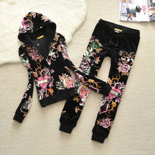 

2019 autumn women's two piece personality tiger head pants long sleeve full length regular t shirts + straight leg long pants size s-2x, White