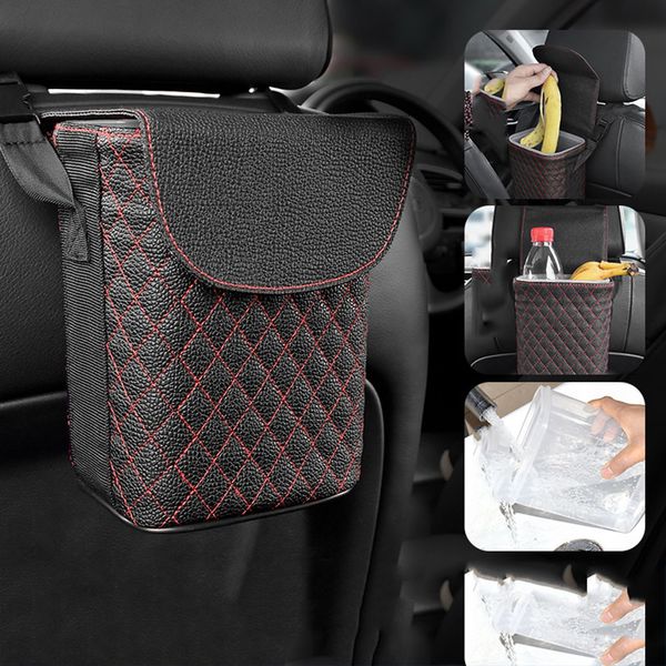 

1pcs auto car multi-function portable mini trash can hang car storage box garbage bag interior accessories 13*8*16.5cm