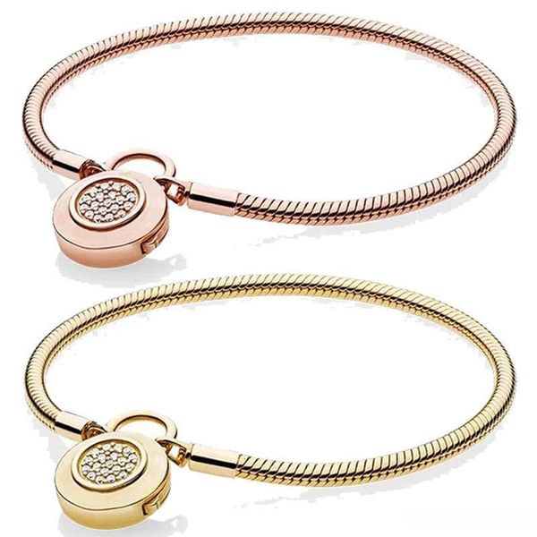 

jem 925 стерлингового серебра подходят оригинальные сковорода браслет diy шарма цепи личности простой роскоши высокого качества повелительни, Golden