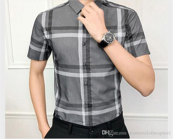 

летние мужские плед печатные рубашки square мода воротник с коротким рукавом рубашки мужские повседневные рубашки поло с однобортный, White;black