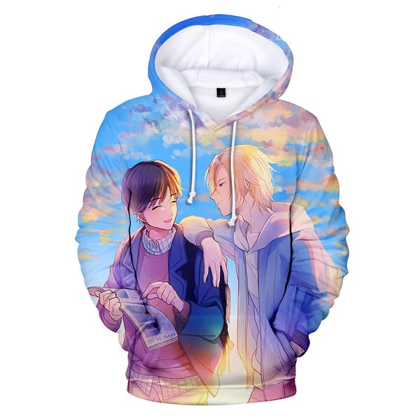 

cute banana fish hoodies printed anime leisure hoodies male female hip hop sweatshirt tracksuits couples streetwear, Black